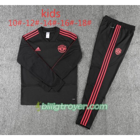 Manchester United Barn Trenings Collegegenser Set Svart 2018/19